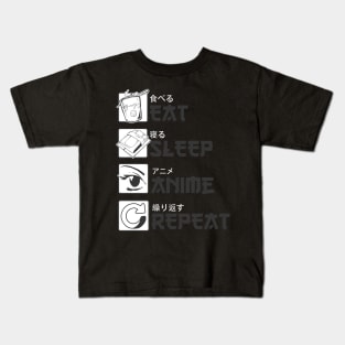 Eat Sleep Anime Repeat Black Kids T-Shirt